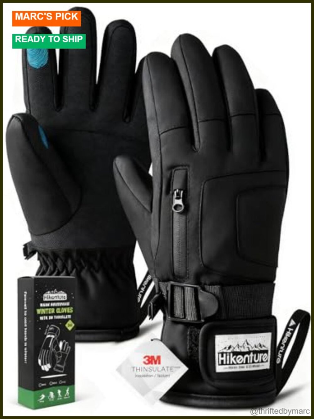 3M Thinsulate Waterproof Ski Gloves Touchscreen Snowboard Gloves with Pocket
